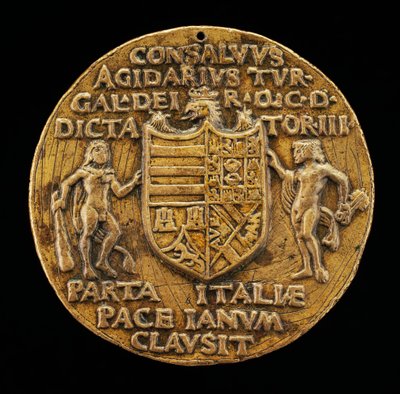 Schild unterstützt von Herkules und Janus [Rückseite], ca. 1503 von Master of Coriolanus