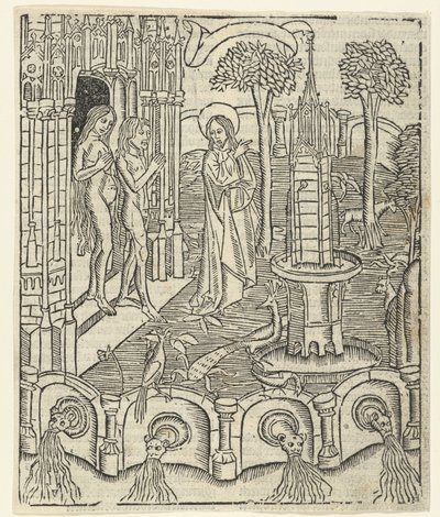 Gott zeigt Adam und Eva das Paradies von Master of Delft (attributed to)