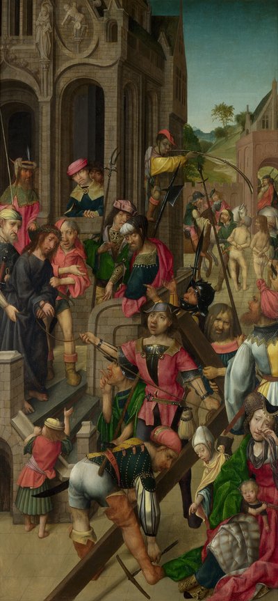 Christus dem Volk präsentiert Triptychon: Szenen aus der Passion Christi, linkes Panel von Master of Delft