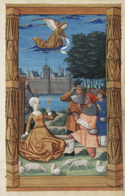 Verkündigung an die Hirten, aus einem Stundenbuch, ca. 1485 von Master of Guillaume Lambert