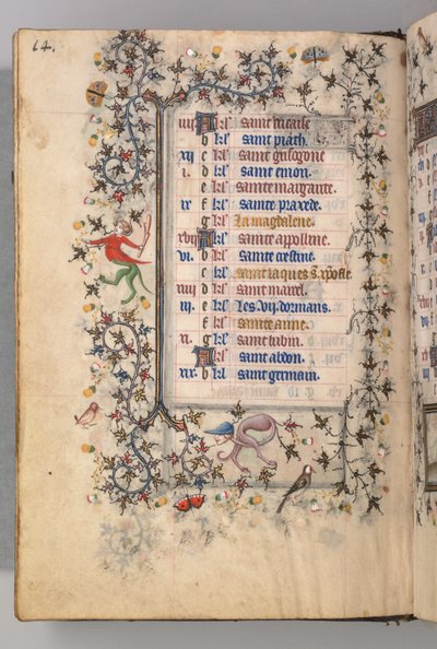 Stundenbuch von Karl dem Edlen, König von Navarra 1361-1425: fol. 7v, Juli, um 1405 von Master of the Brussels Initials and Associates