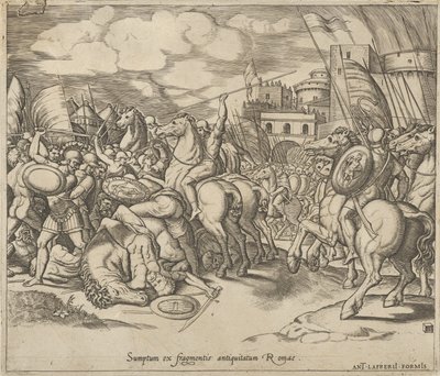 Speculum Romanae Magnificentiae: Der Sieg von Scipio [über Syphax], 16. Jahrhundert von Master of the Die