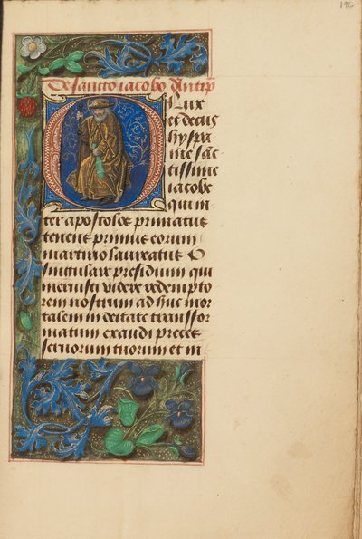 Initiale O: Heiliger Jakobus der Ältere von Master of the Dresden Prayer Book