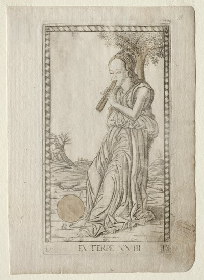Euterpe, Musik, lyrische Poesie aus der Tarocchi-Serie von Master of the E Series Tarocchi