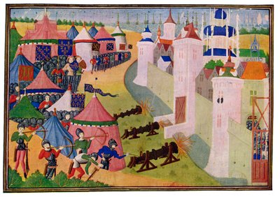 Der Angriff auf die starke Stadt Afrique, 15. Jahrhundert von Master of the Harley Froissart