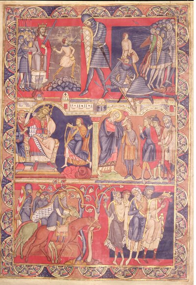Szenen aus dem Leben von Samuel, Saul und David, aus der Winchester Bibel, 1160-80 von Master of the Morgan Leaf