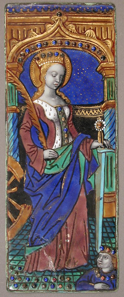 Triptychon-Panel mit der Heiligen Katharina, französisch, 15.-16. Jahrhundert von Master of the Triptych of Louis