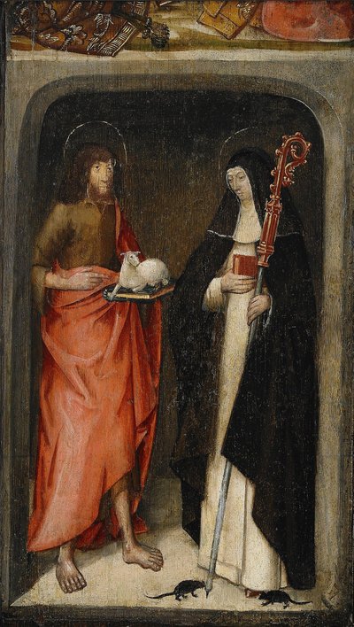 Johannes der Täufer und Gertrud von Nivelles, 1480 von Master of the View of St. Gudule