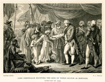 Lord Cornwallis empfängt die Söhne von Tippoo Sultan als Geiseln von Mather Brown