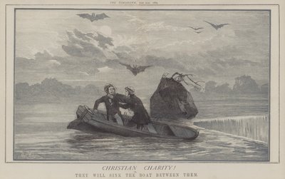Christliche Nächstenliebe! oder sie werden das Boot zwischen sich versenken (Farblithografie) von Matthew
