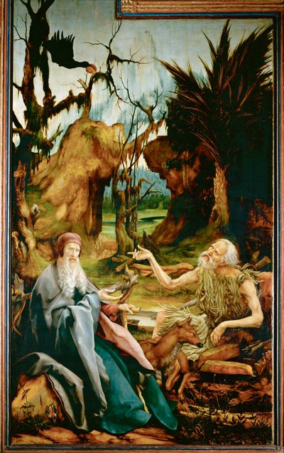 St. Antonius besucht St. Paulus den Einsiedler vom Isenheimer Altar von Matthias Gruenewald