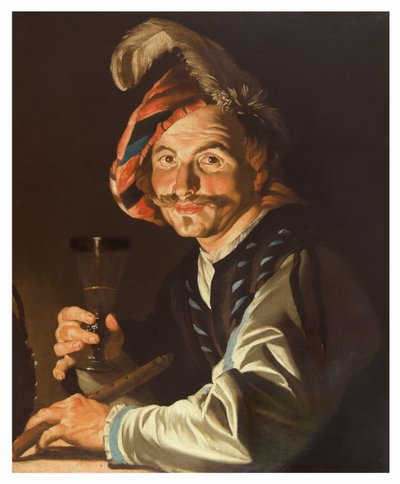 Flötenspieler mit einem Glas Wein, ca. 1615-50 von Matthias Stom