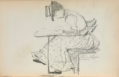 Italienisches Skizzenbuch: Sitzende Frau Seite 107, 1898-1899 von Maurice Brazil Prendergast