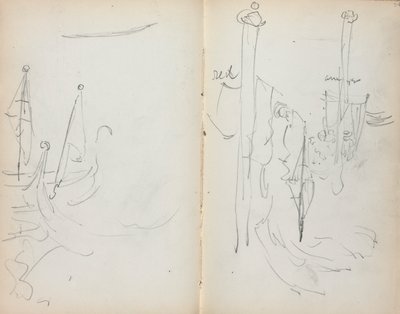 Italienisches Skizzenbuch: Venezianischer Hafenblick Seite 33 & 34, 1898-1899 von Maurice Brazil Prendergast