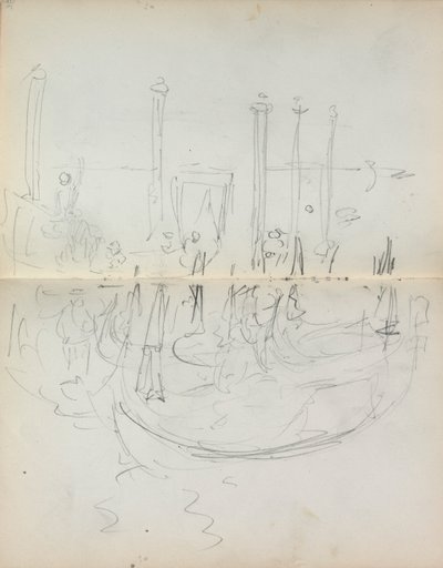 Italienisches Skizzenbuch: Venezianischer Hafenansicht Seite 37 & 38, 1898-1899 von Maurice Brazil Prendergast