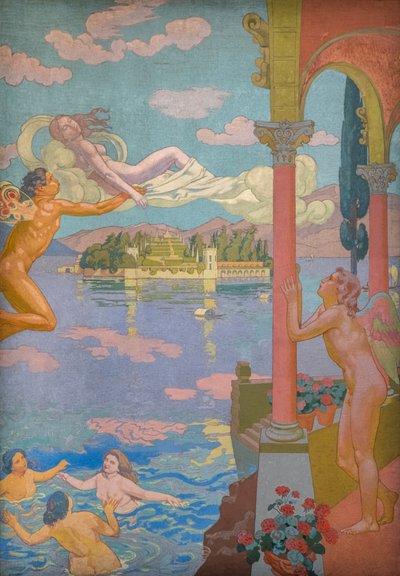 Die Geschichte von Psyche, Tafel II. Zephyr transportiert Psyche zur Insel der Freude von Maurice Denis