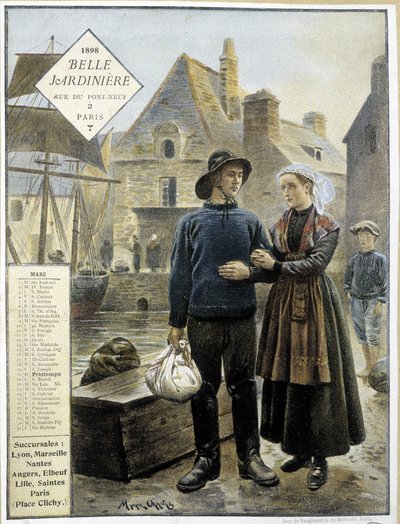 Die Abfahrt der bretonischen Fischer nach Neufundland - Kalender „La Belle Jardinière“ von Maurice Henri Orange
