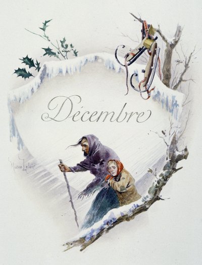 Dezember „La Chanson du mois“ von Jérôme Doucet, Illustration - Maurice Leloir, ed. Reims 1904. L. Michaud von Maurice Leloir