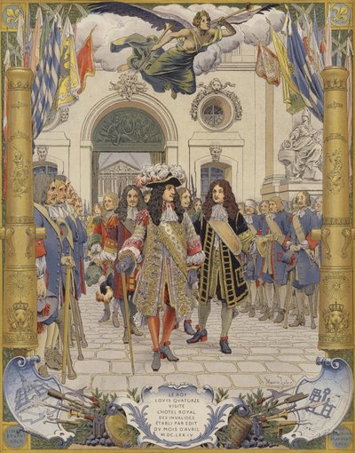 König Ludwig XIV. und die Eröffnung des Hôtel Royal Des Invalides von Maurice Leloir