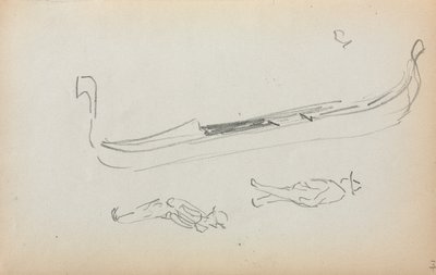 Italienisches Skizzenbuch: Gondel und zwei Gondoliere (Seite 14) von Maurice Prendergast