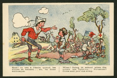 Postkarte, Satirisch in Farben von Maurice Radiguet