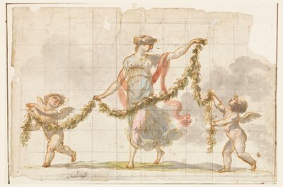 Zeichnung, Wandmalerei, ca. 1820 von Mauro Gandolfi