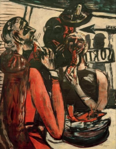 Im Restaurant Prunier, Paris von Max Beckmann