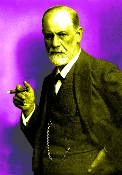 Österreichischer Psychoanalytiker Sigmund Freud (1856-1939) im Jahr 1921 (Foto von Max Halberstadt), koloriertes Dokument von Max Halberstadt