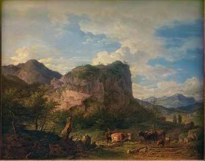 Kühe vor einer Felswand bei Oberaudorf von Max Joseph Wagenbauer