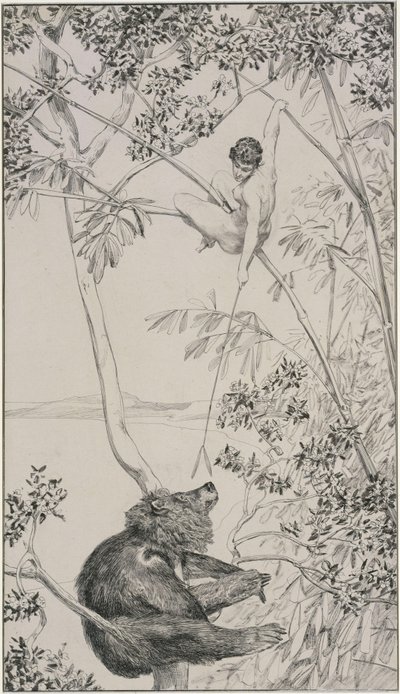 Bär und Elfe, Vorzeichnung zu Opus IV, Blatt 1 (Singer 52) von Max Klinger