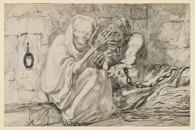 Der Tod als Tröster des Gefangenen im Kerker von Max Klinger