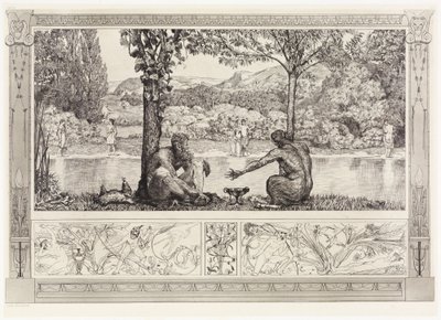 Narziss und Echo I (Rettungen Ovidischer Opfer, Opus II, Blatt 7) von Max Klinger