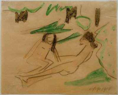 Ohne Titel (Hockender und liegender Akt) von Max Pechstein
