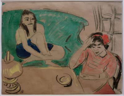 Zwei Mädchen am Tisch von Max Pechstein