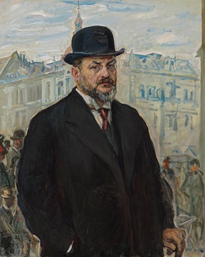 Selbstbildnis mit schwarzem Hut von Max Slevogt
