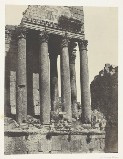Baalbeck (Heliopolis), Tempel des Jupiter, Ansicht vom Südostwinkel; Syrien von Maxime Du Camp
