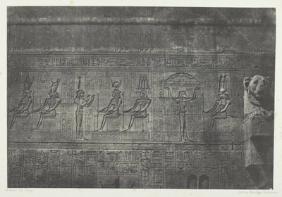 Großer Tempel von Dendérah (Teutyres), Skulpturen der hinteren Fassade; Oberägypten, Platte 20 aus dem Album "Egypte, Nubie, Palestine et Syrie" (1852) von Maxime Du Camp