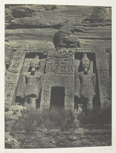 Ibsamboul, Eingang des Spéos von Hathor; Nubien, Tafel 109 aus dem Album "Ägypten, Nubien, Palästina und Syrien" (1852) von Maxime Du Camp