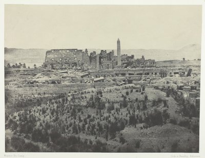 Palais de Karkak, Gesamtansicht der Ruinen, von Osten aufgenommen, Theben, 1849-51, gedruckt 1852 von Maxime Du Camp