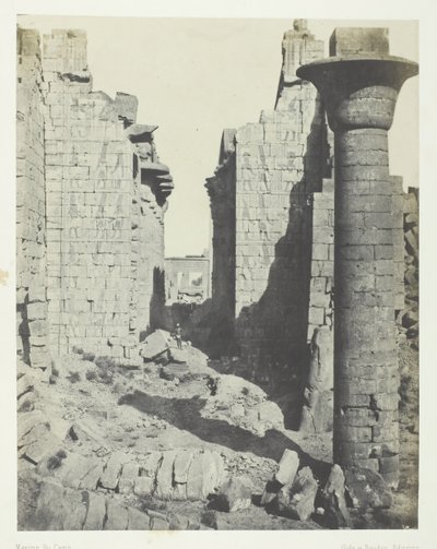 Palast von Karnak, Hof der Bubastiten und Haupteingang der Hypostylhalle, Theben, 1849-51 von Maxime Du Camp