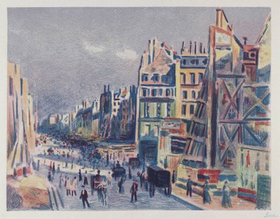 Durchbruch der Rue Réaumur, Paris von Maximilien Luce