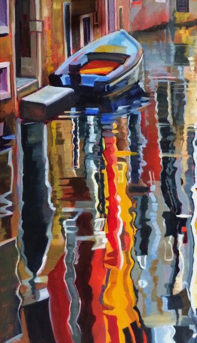 Blaue Bootreflexionen von Maxine Shore