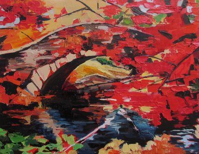 Feurige Herbstbrücke von Maxine Shore