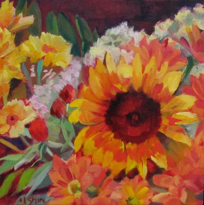 Goldener Sonnenblumenstrauß von Maxine Shore