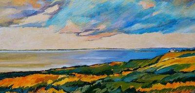 Goldene Felder am Meer von Maxine Shore
