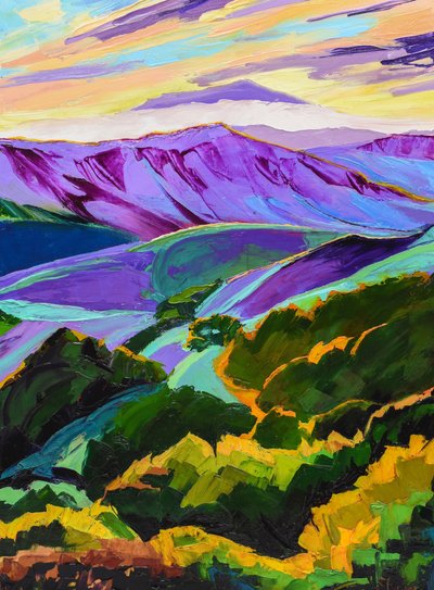 Lebendiger Tal-Sonnenuntergang von Maxine Shore