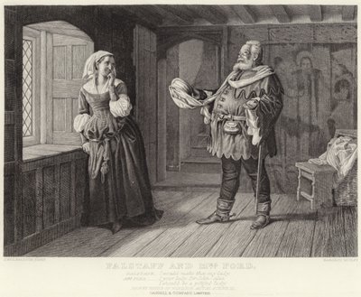 Falstaff und Frau Ford, Die lustigen Weiber von Windsor, Akt III, Szene III (Gravur) von McLaren John Ralston