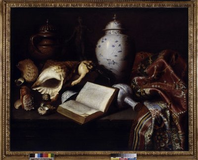 Chinesische Vasen, Muscheln, antike Bronzen, Bücher und Teppiche von Meiffren (c.1630 1705) Conte