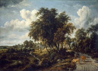 Waldlandschaft: Der Weg auf dem Deich von Meindert Hobbema