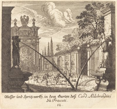 Gärten des Kardinals Aldobrandini, Frascati von Melchior Küsel after Johann Wilhelm Baur